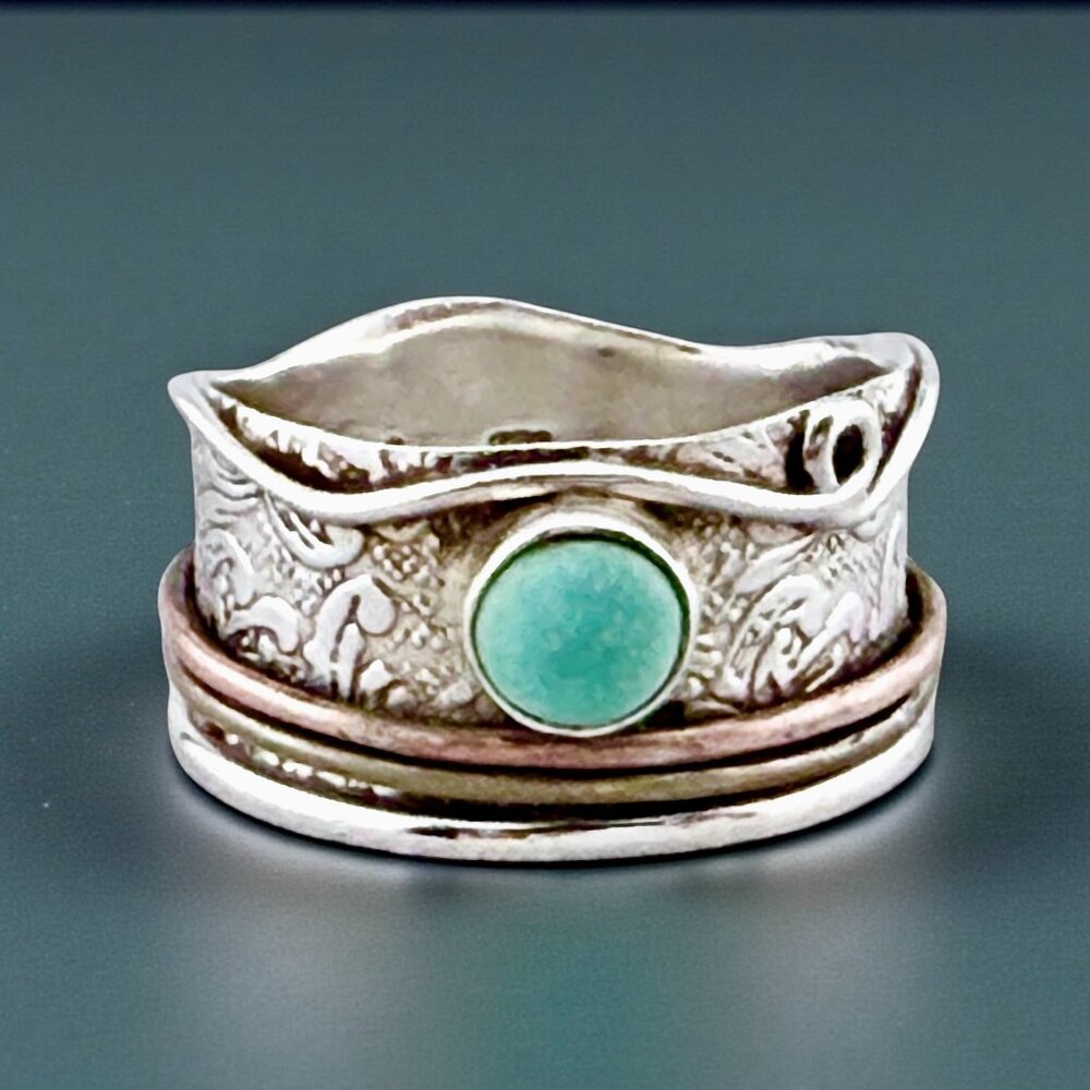 Vintage Sterling Silver Amazonite size 10.5 Spinner Ring – DbM Kensington